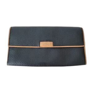 La Tour Eiffel 1887 Genuine Leather Wallet Womens Two Tone Black Camel Snap